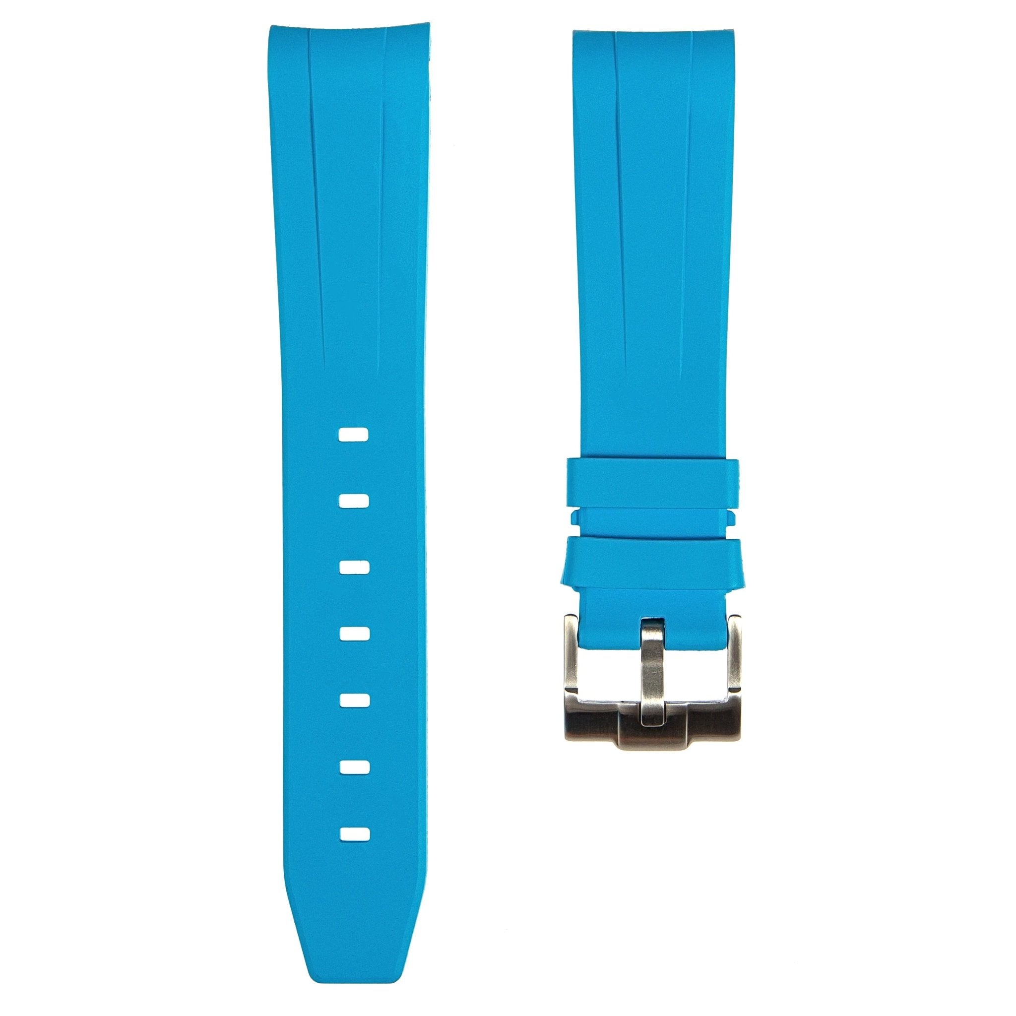 Forge Curved End FKM Rubber Strap For Rolex Yacht-Master – Turquoise (2421)