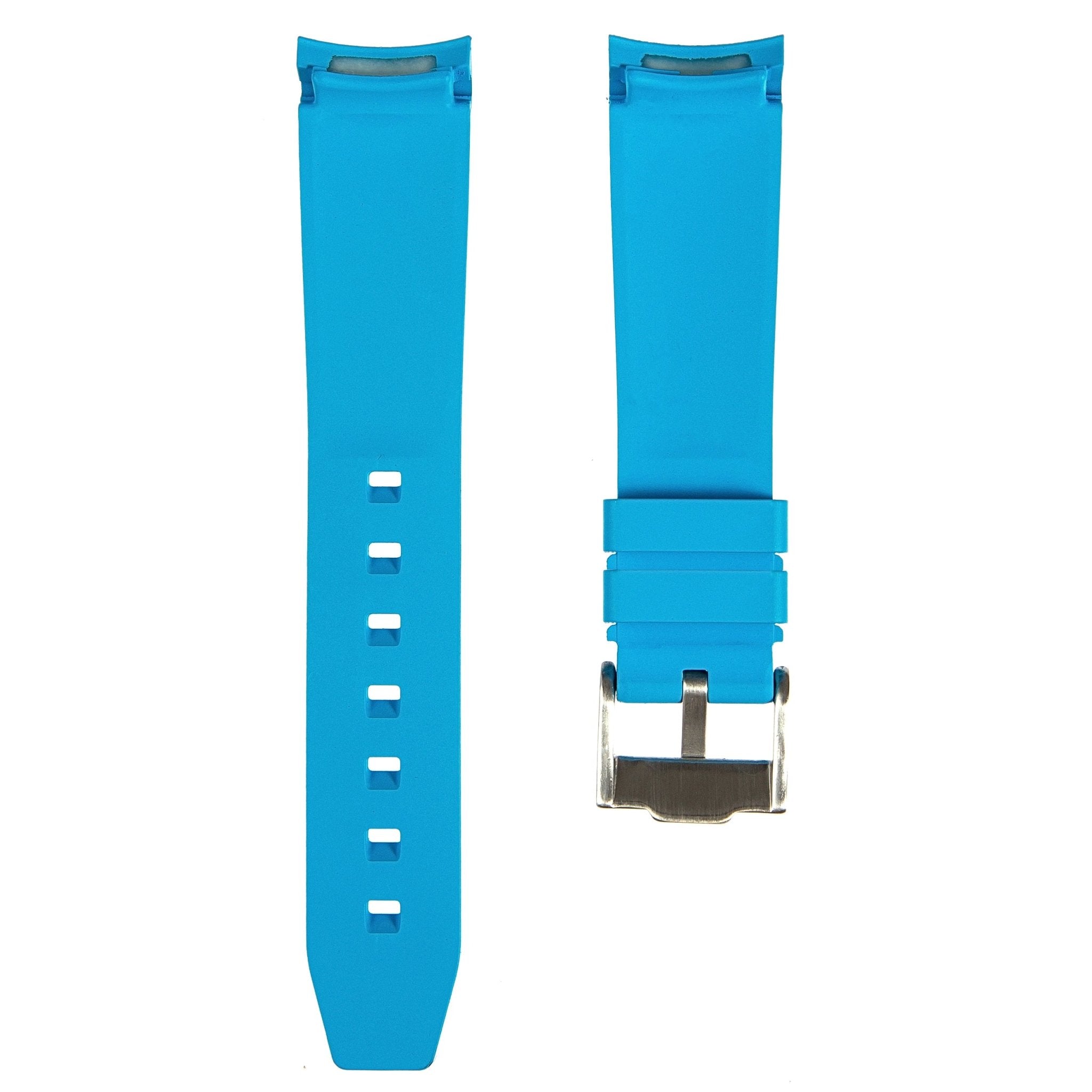 Curved End FKM Rubber Strap for Rolex GMT Master I & II – Turquoise (2421)