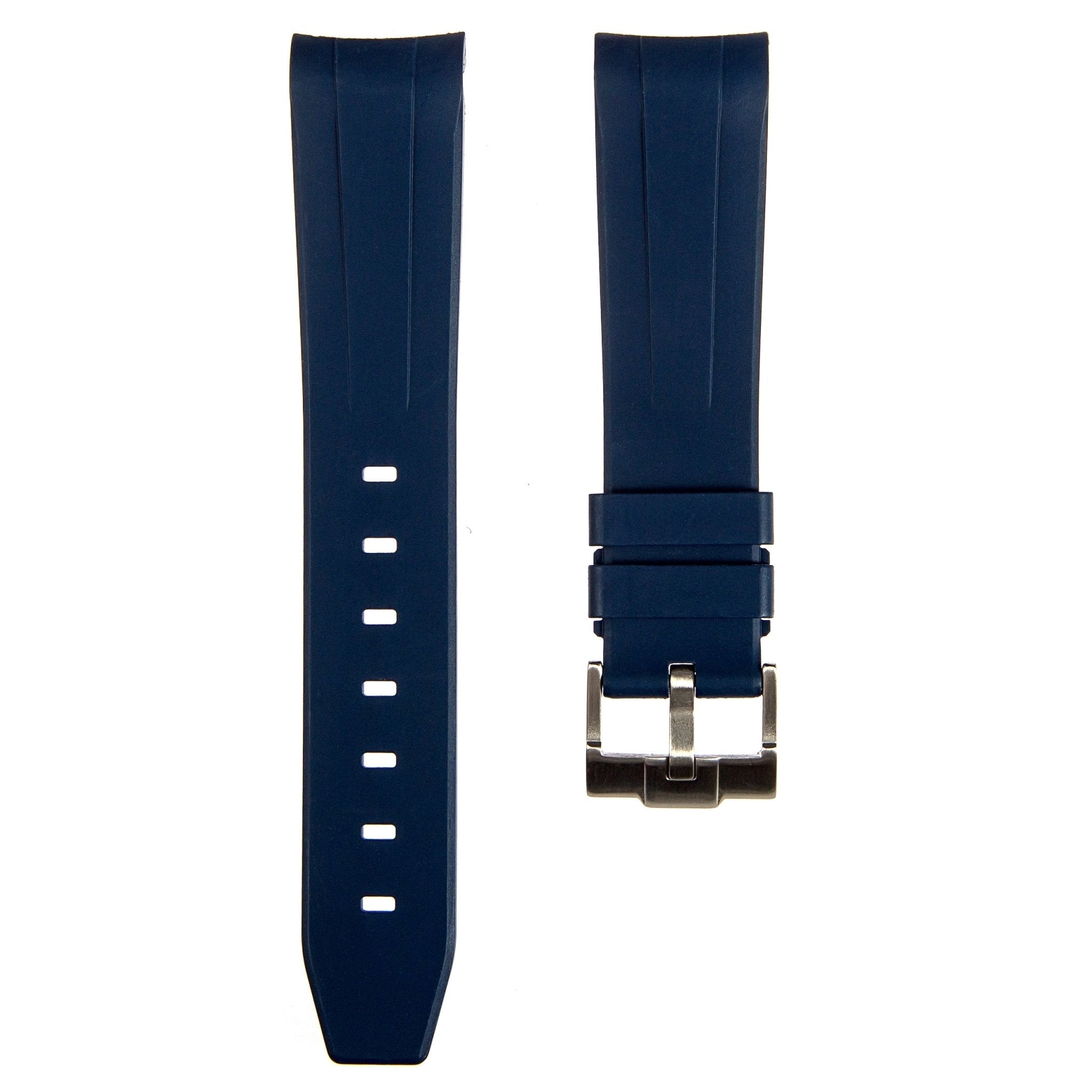 Forge Curved End Rubber Strap- Compatible with Omega Seamaster – Navy (2421 -Strapseeker