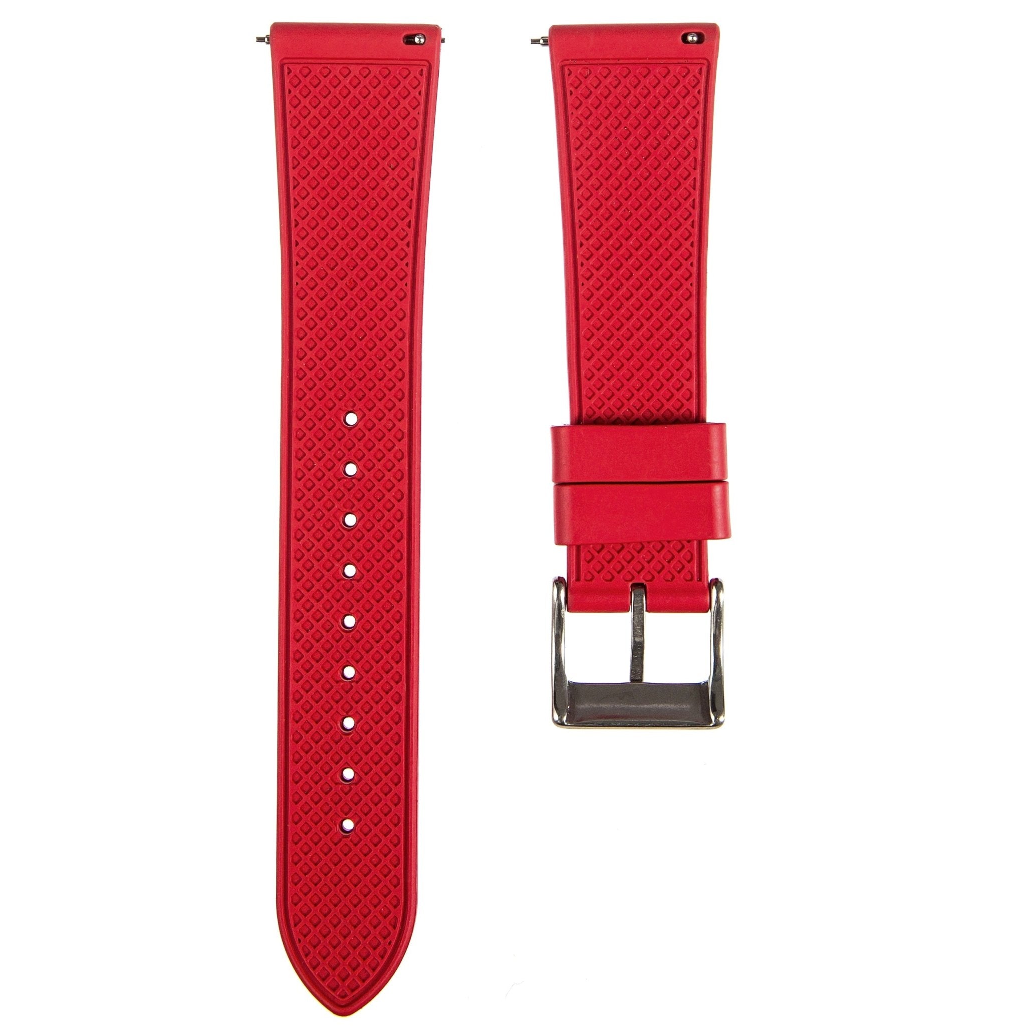 Grid FKM Rubber Strap - Quick-Release - Compatible with Blancpain x Swatch - Bright Red (2412) -StrapSeeker