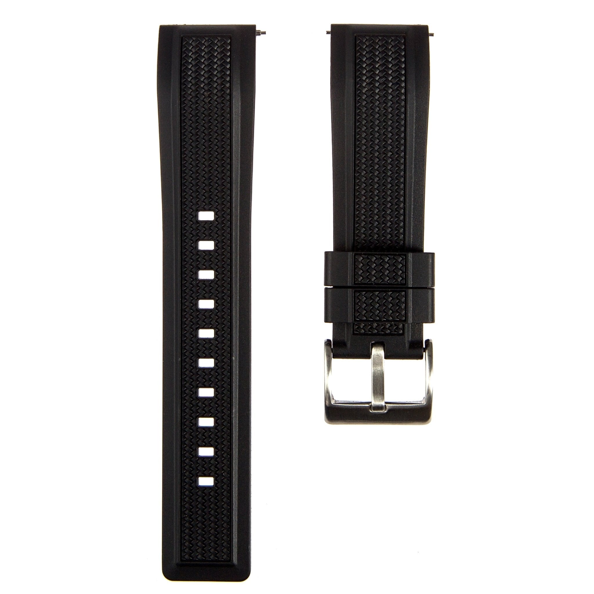 Stryke Premium SIlicone Rubber Strap - Quick-Release - Compatible with Blancpain x Swatch – Black (2424) -StrapSeeker