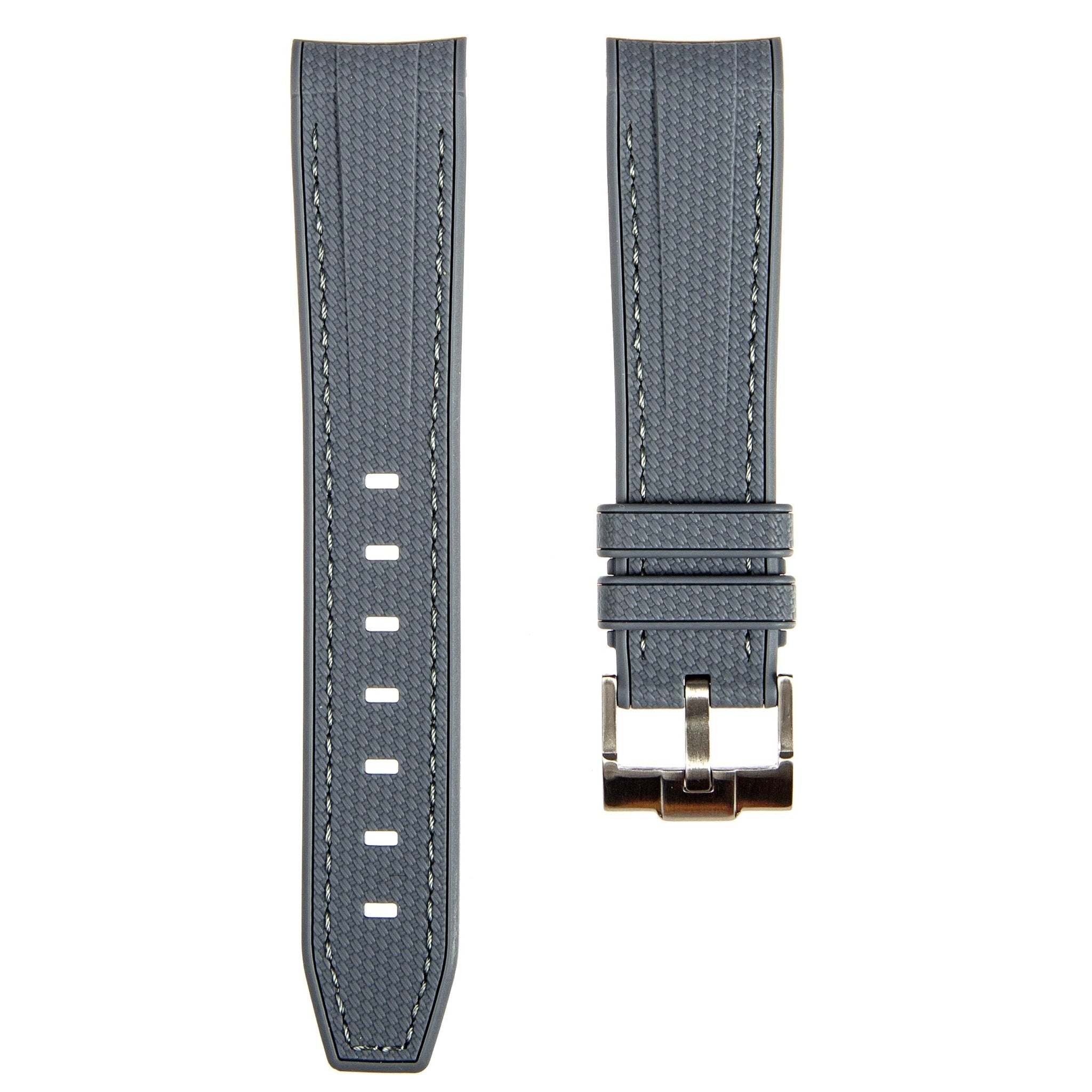 Textured Curved End Premium Silicone Strap – Compatible with Rolex Submariner – Grey (2405) -StrapSeeker