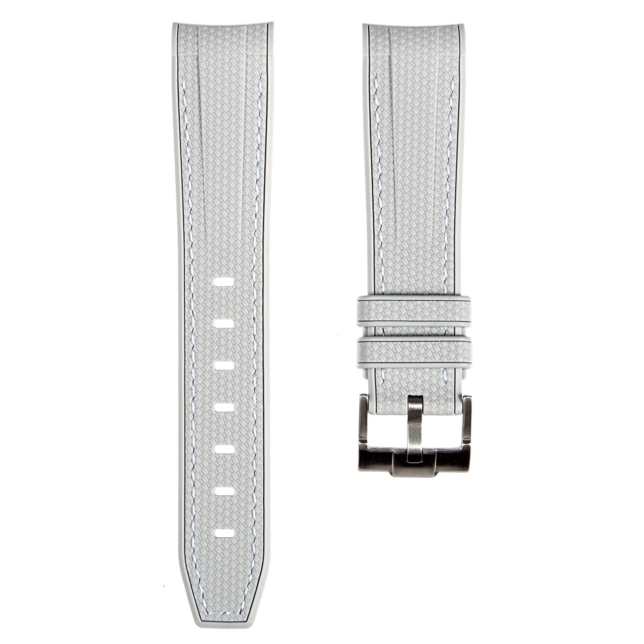 Textured Curved End Premium Silicone Strap – Compatible with Rolex Submariner – Light Grey (2405) -StrapSeeker