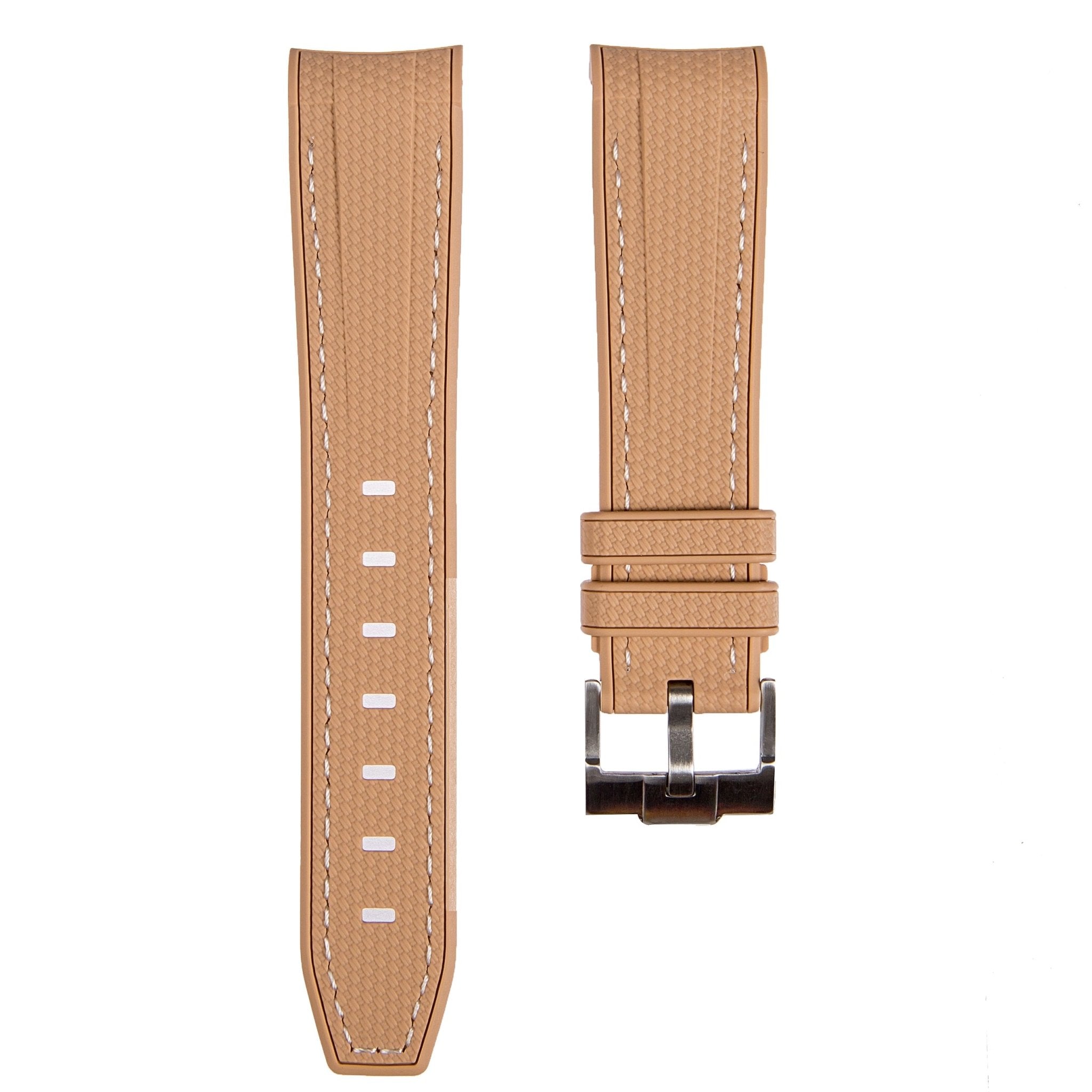 Textured Curved End Premium Silicone Strap – Compatible with Rolex Submariner – Nude (2405) -StrapSeeker