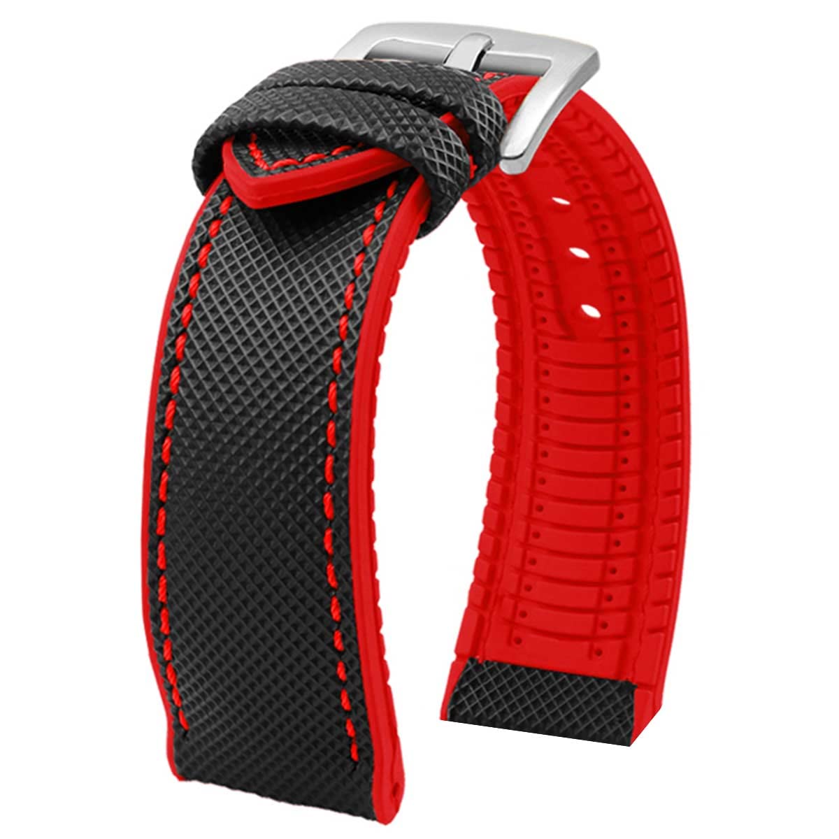 #color_Black Nylon Red Stitch / Red FKM Rubber