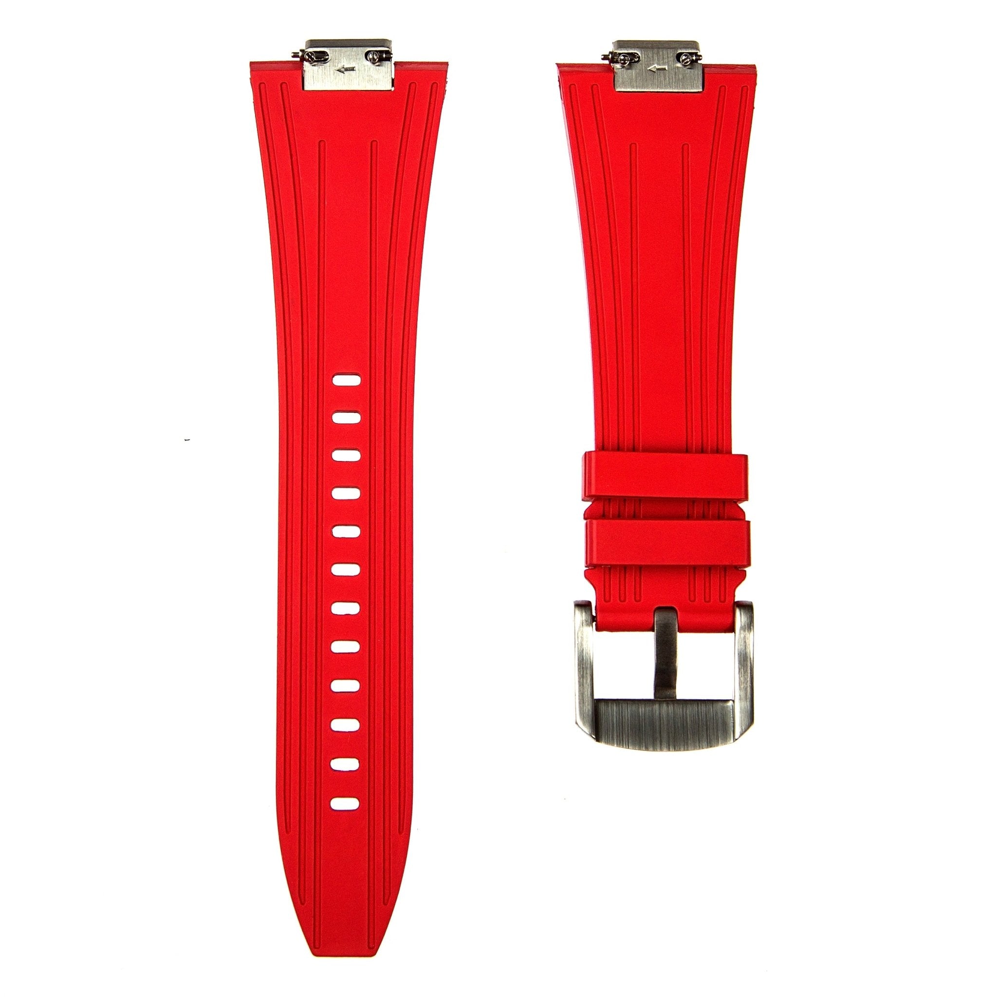 Waffle FKM Rubber Strap for Tissot PRX - Quick-Release - Red (2433) -StrapSeeker