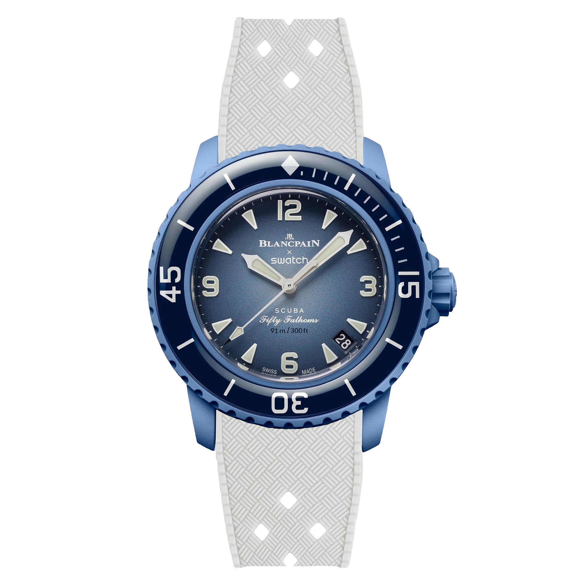 Tropical Rubber Strap for Blancpain X Swatch Atlantic Ocean - White (2415)