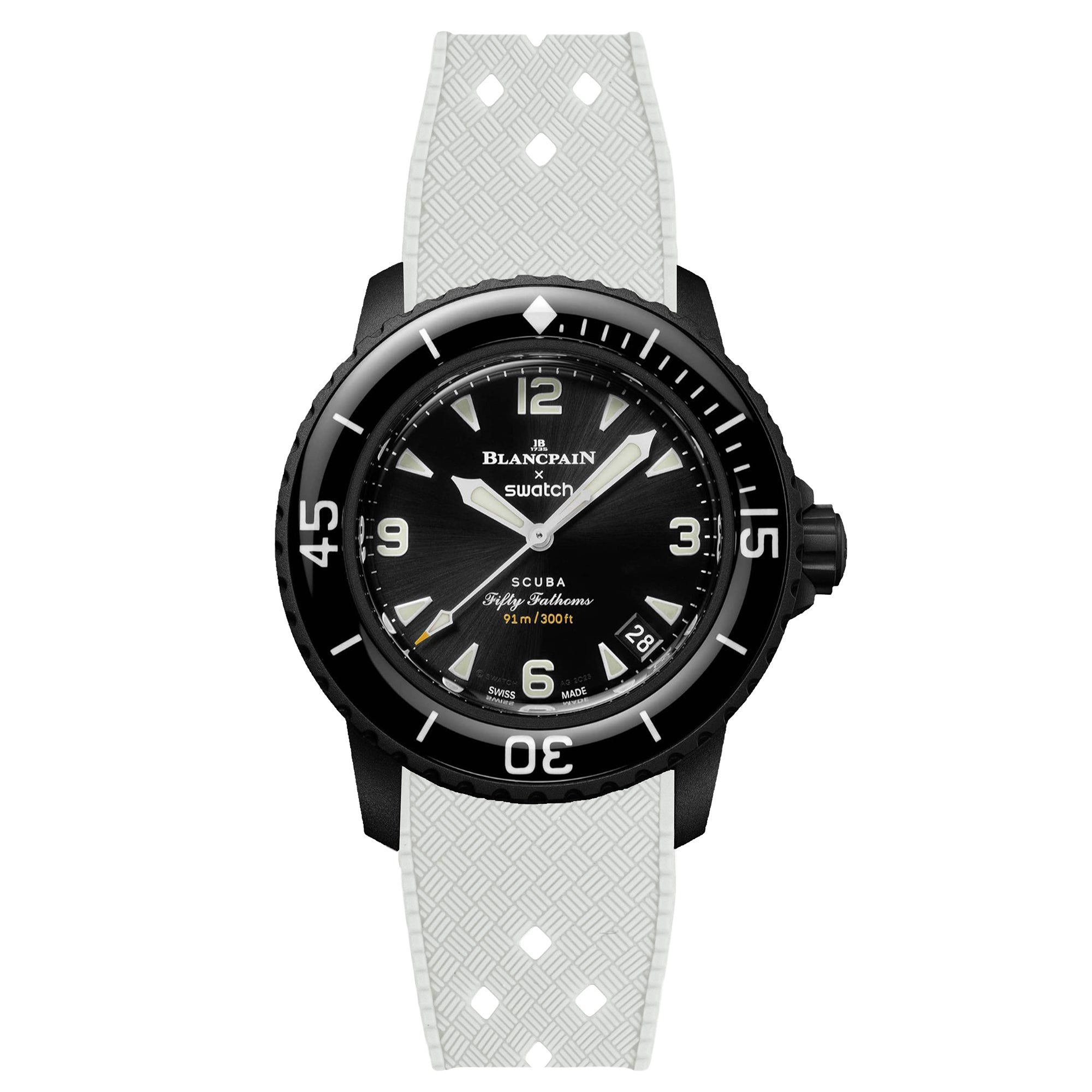 Tropical Rubber Strap for Blancpain X Swatch The Ocean Of Storms - White (2415)