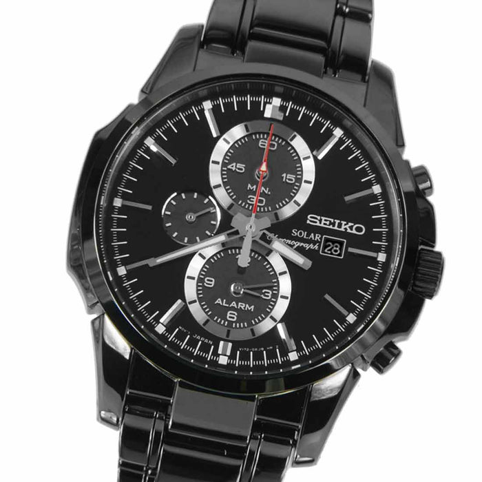 Seiko Black Solar SSC095P1 SSC095 SSC095P Alarm Chronograph Watch ...