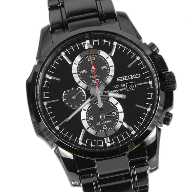 Seiko Black Solar SSC095P1 SSC095 SSC095P Alarm Chronograph Watch ...