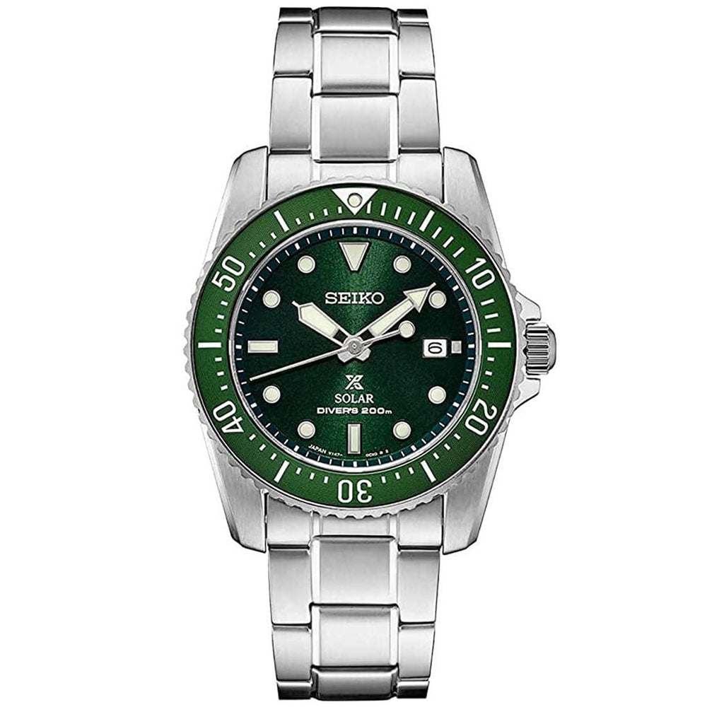 Seiko Prospex Solar SNE583P1 SNE583 SNE583P Green Dial Divers Watch ...