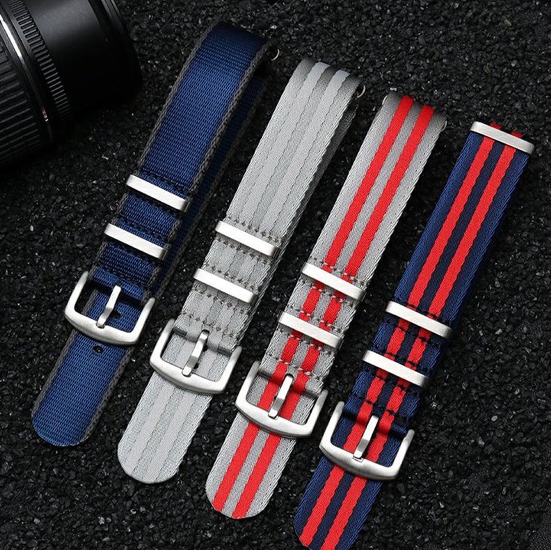 Seatbelt Ballistic Nylon Strap Blue with Red Edge -StrapSeeker